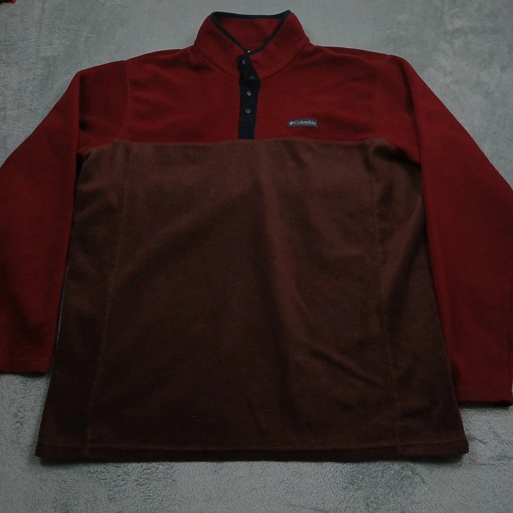 Columbia Sweater Mens 3XLT Red Fleece Pullover Casual Outdoor Long Sleeve
